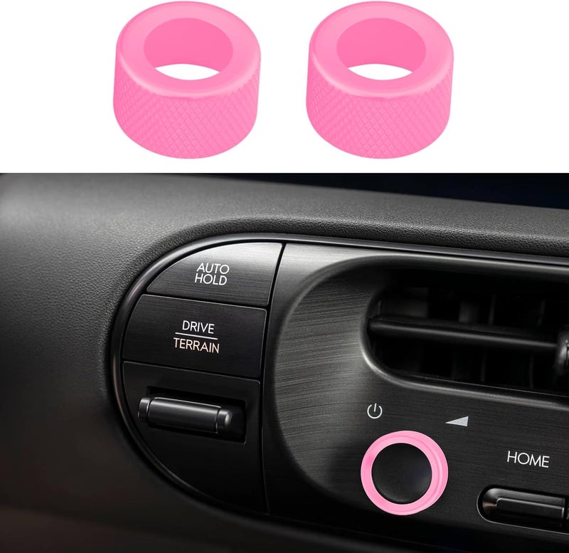 HDUFC for Hyundai Palisade 2026+Aluminum Interior Volume/air Conditioning knob Ring Trim Covers (4-Piece Set) (Pink) - Image 2